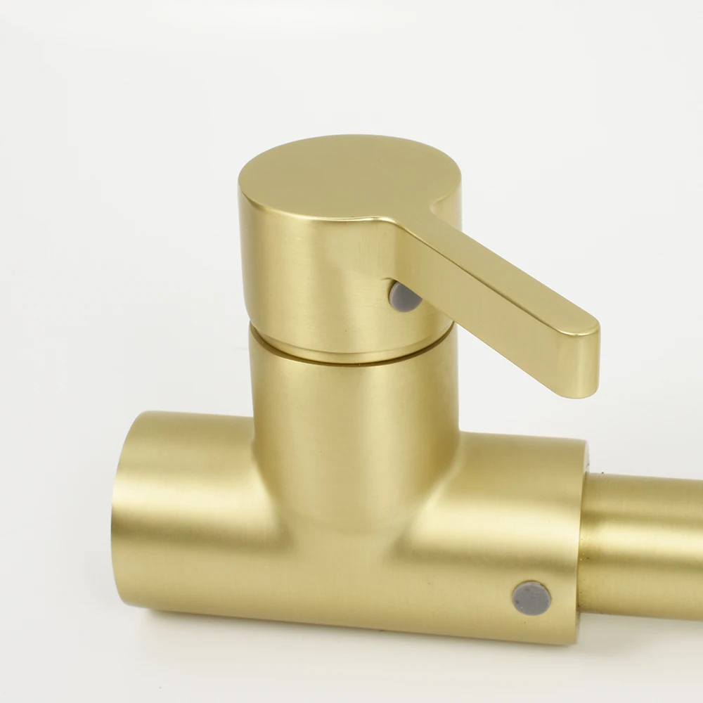 Brushed Gold Commercial Spring Faucet Pull Out Kitchen Mixer Taps