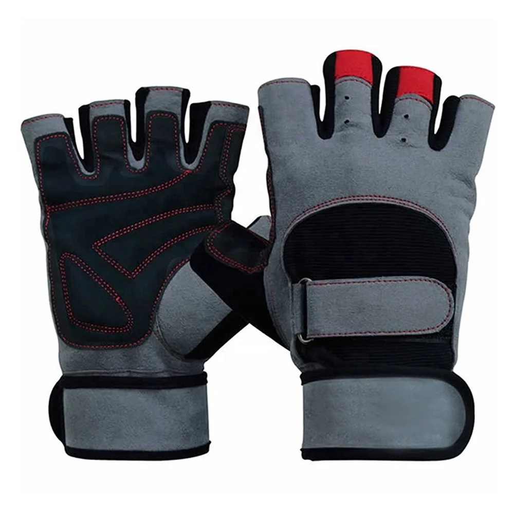 
Durable Fitness Gym Weightlifting Sport Cowhide Leather Half Finger Gloves For Sale 