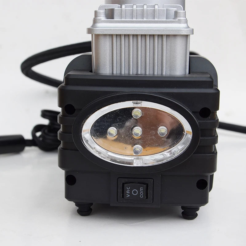 Sliver Double Cylinder Car Air Compressor  Tire Pump Auto Air Inflator For Truck Or Motorcycle With LED Light