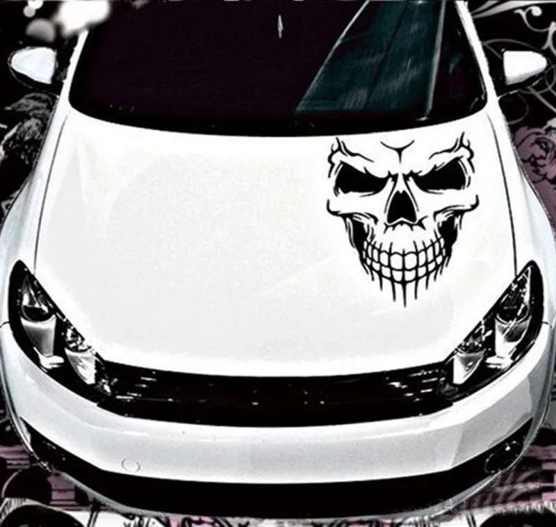 Car Reflective Body Side Door Stickers Decoration Bonnet Skull Sticker