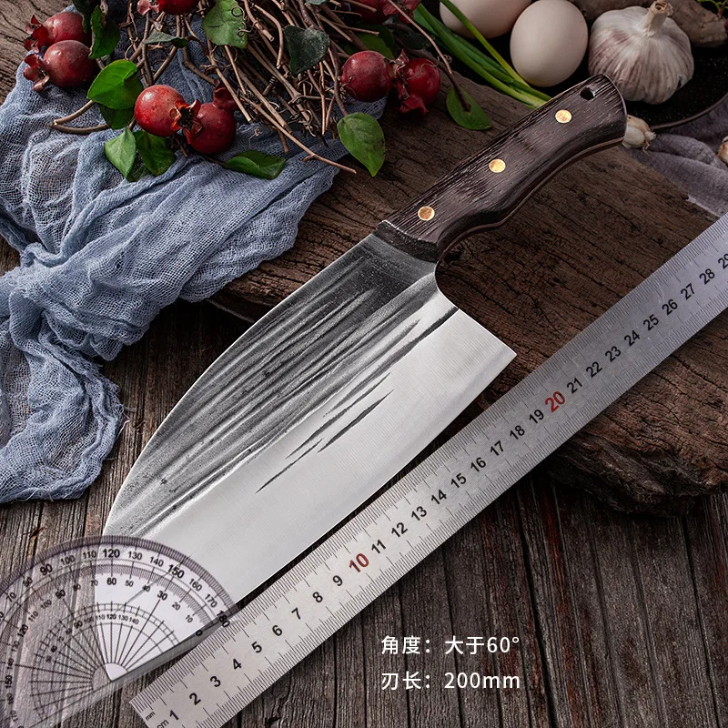 XITUO Sharp high carbon stainless steel slice knife Hand forged full Tang round head kitchen chef knife ergonomic wood handle