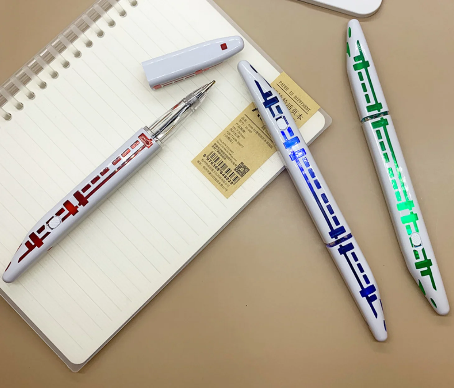 Fancy plastic ball pen, CRH train shape pen with led light, different color led light pen