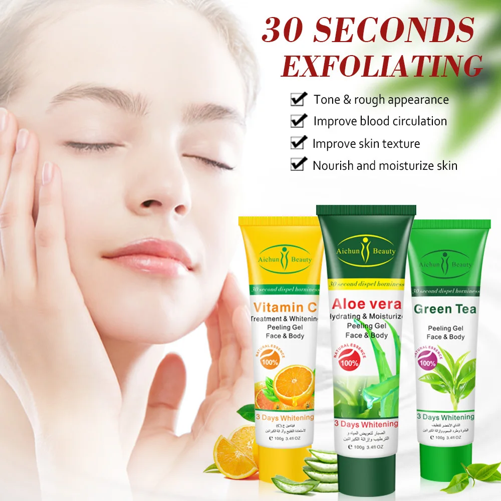 
Aloe Exfoliating Cream Scrub Peeling Gel Face Body Skin Moisturizing Facial Whitening Cream Exfoliating Facial Peeling Gel 