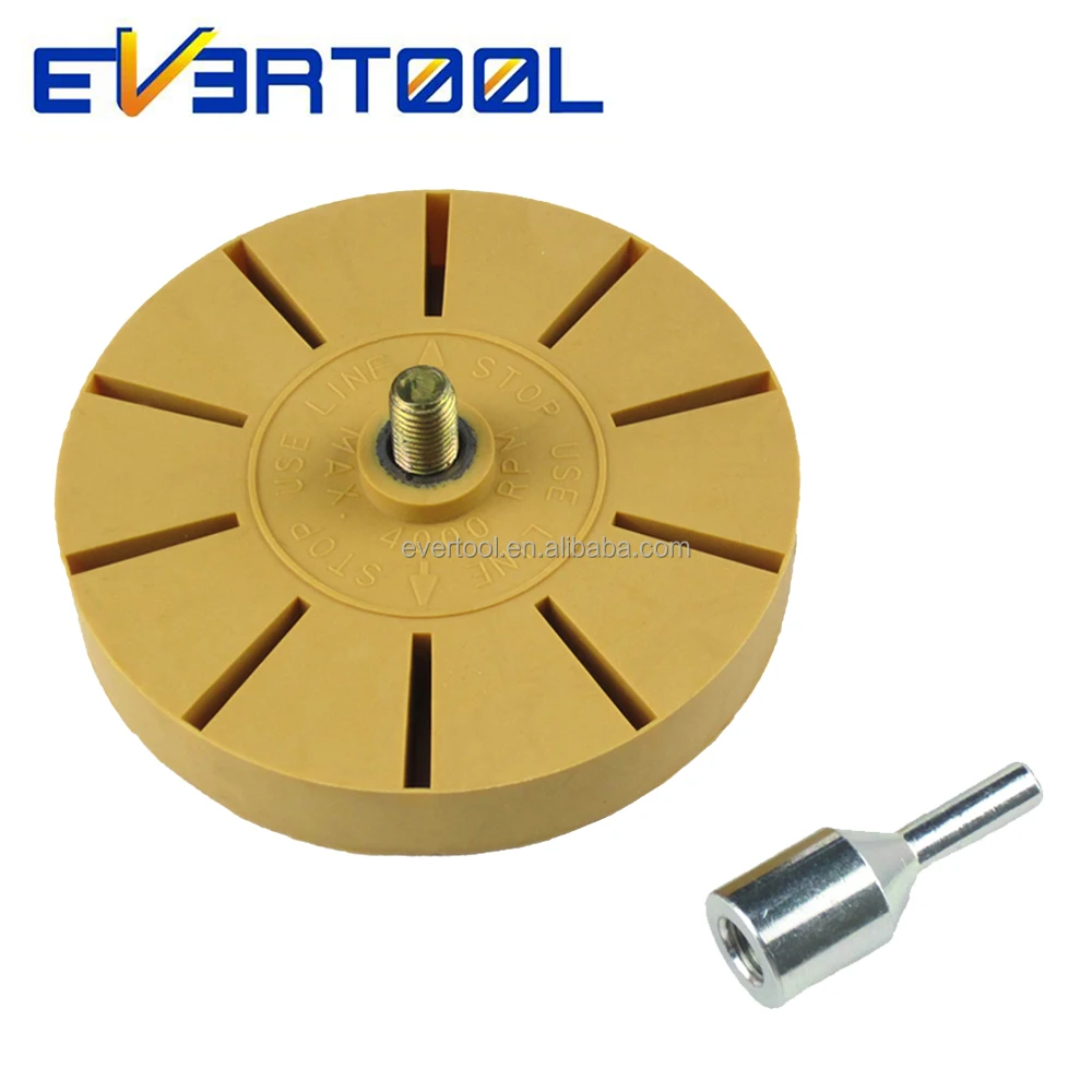EVERTOOL 4 Inch Pinstripe Remover Wheel Polishing Pad Rubber Wheel for Adhesive