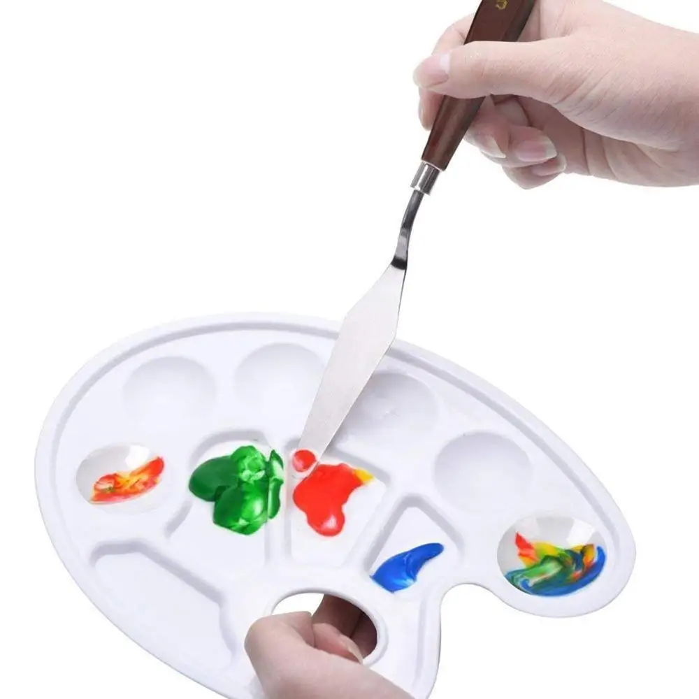 
good quality Palette Knife Painting Stainless Steel Spatula Palette Knife Oil Paint Metal Knives Wood Handle 