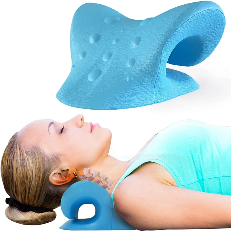 Customized eco friendly PU neck stretcher cervical Massage traction Pillow for TMJ Neck Pain stress reliever