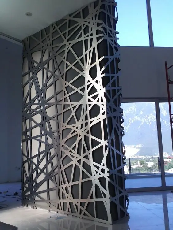 Stainless steel showroom cutting partition, decoration wall separator, space division,line drawing