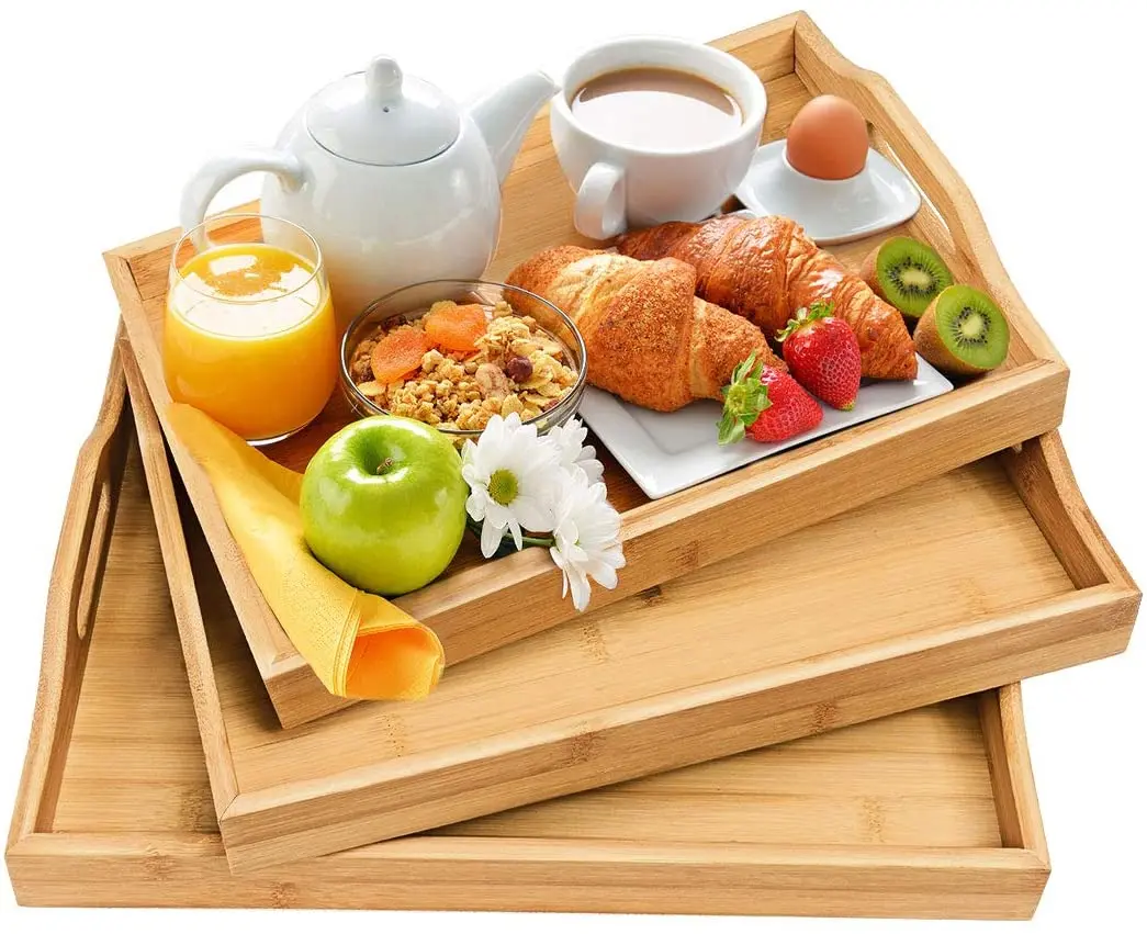 Simple rectangular hotel home china rolling wooden serving storage service backwoods wood board food bamboo trays