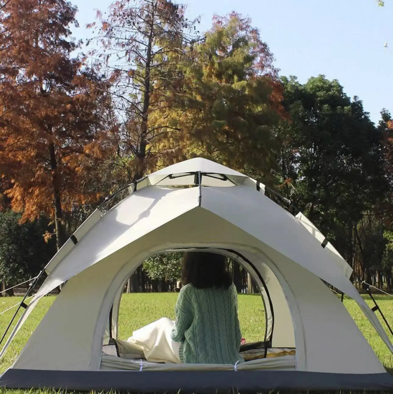 Tent outdoor camping automatic free installation of real double tent field travel courtyard portable mosquito tent