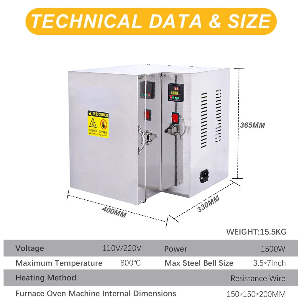 800 degree four sided baking furnace gypsum mold constant temperature box 1500W digital display heat treatment