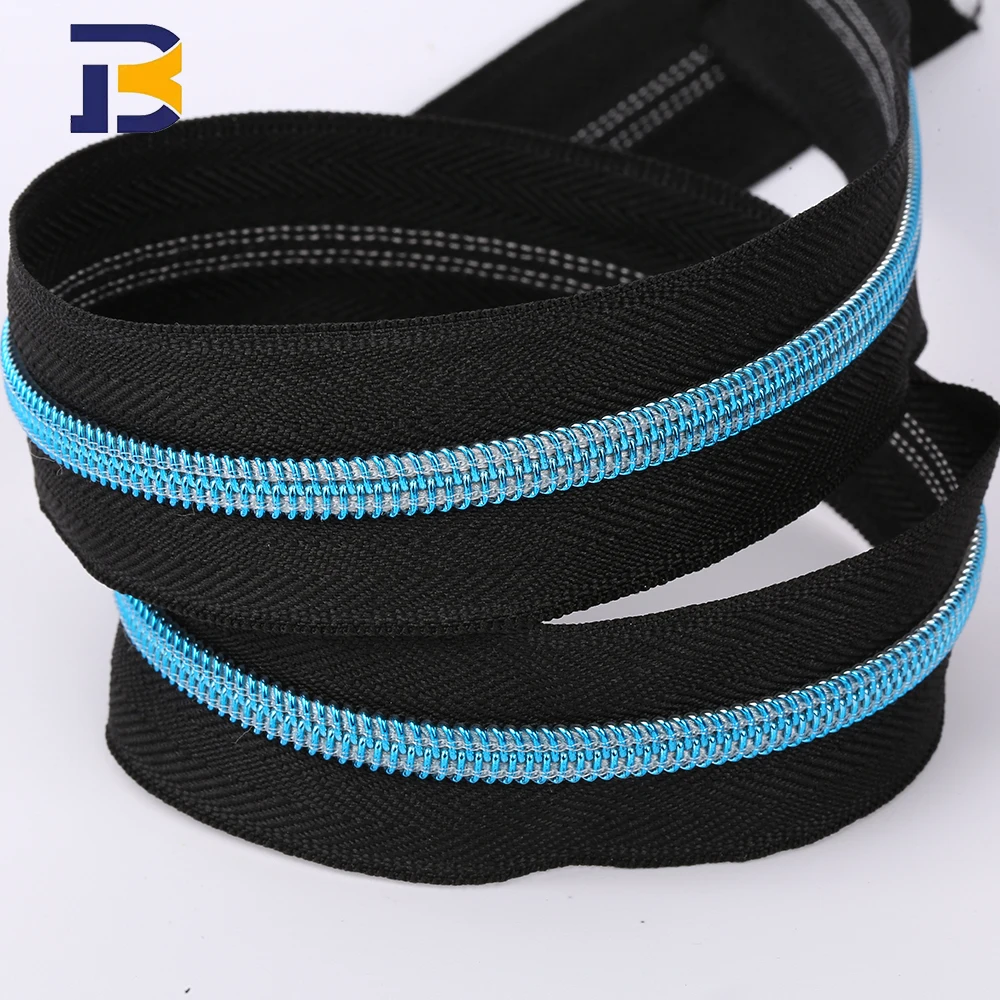 Wholesale 3# 5# 7# 8#nylon plain double needle color suitable for luggage and clothing zipper specifications can be customized.