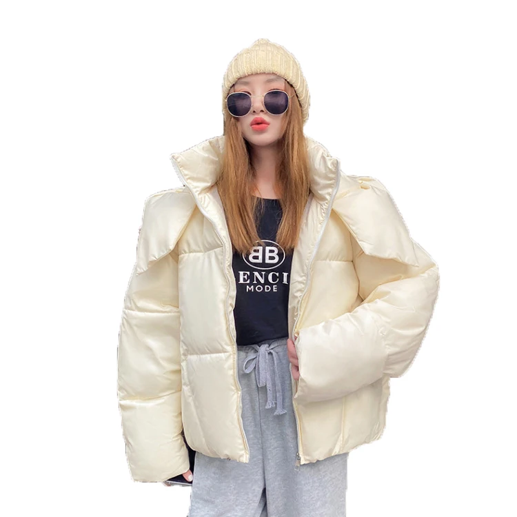 Custom ladies warm coat winter casual Bubble jacket with hood for womens