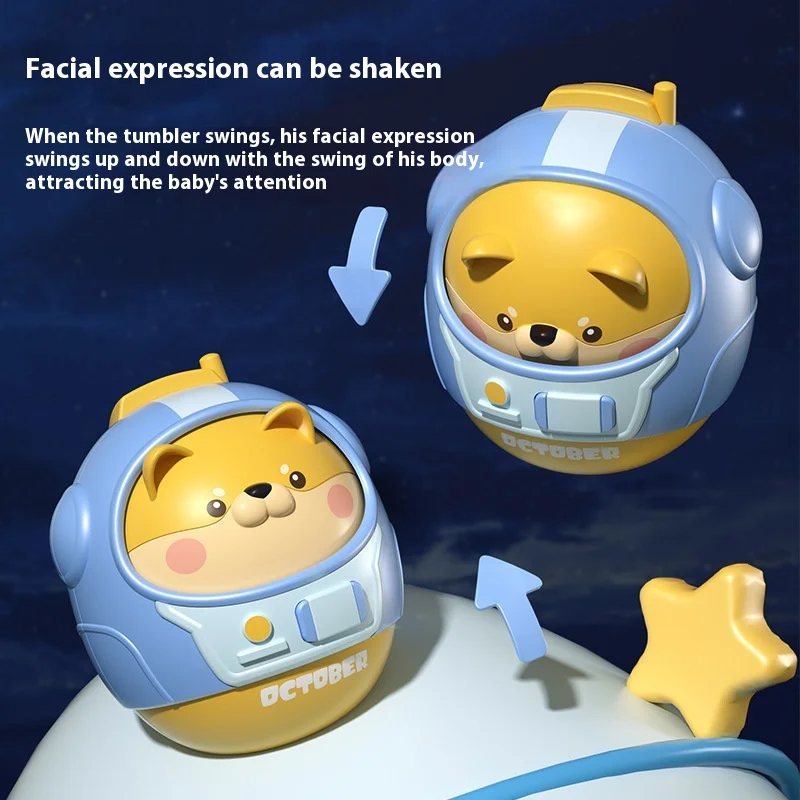 New Arrival Unisex Rattle Doll Large Plastic Tumbler Toy with Cartoon Animal Cross-Border Tumbler Early Educational Toy Kids