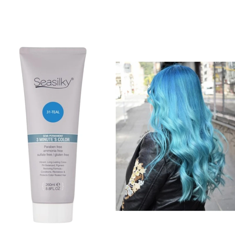 Wholesale Fashion Teal Color Semi-Permanent Conditioning Cream Hair Dyeing &Nourishing 260ml