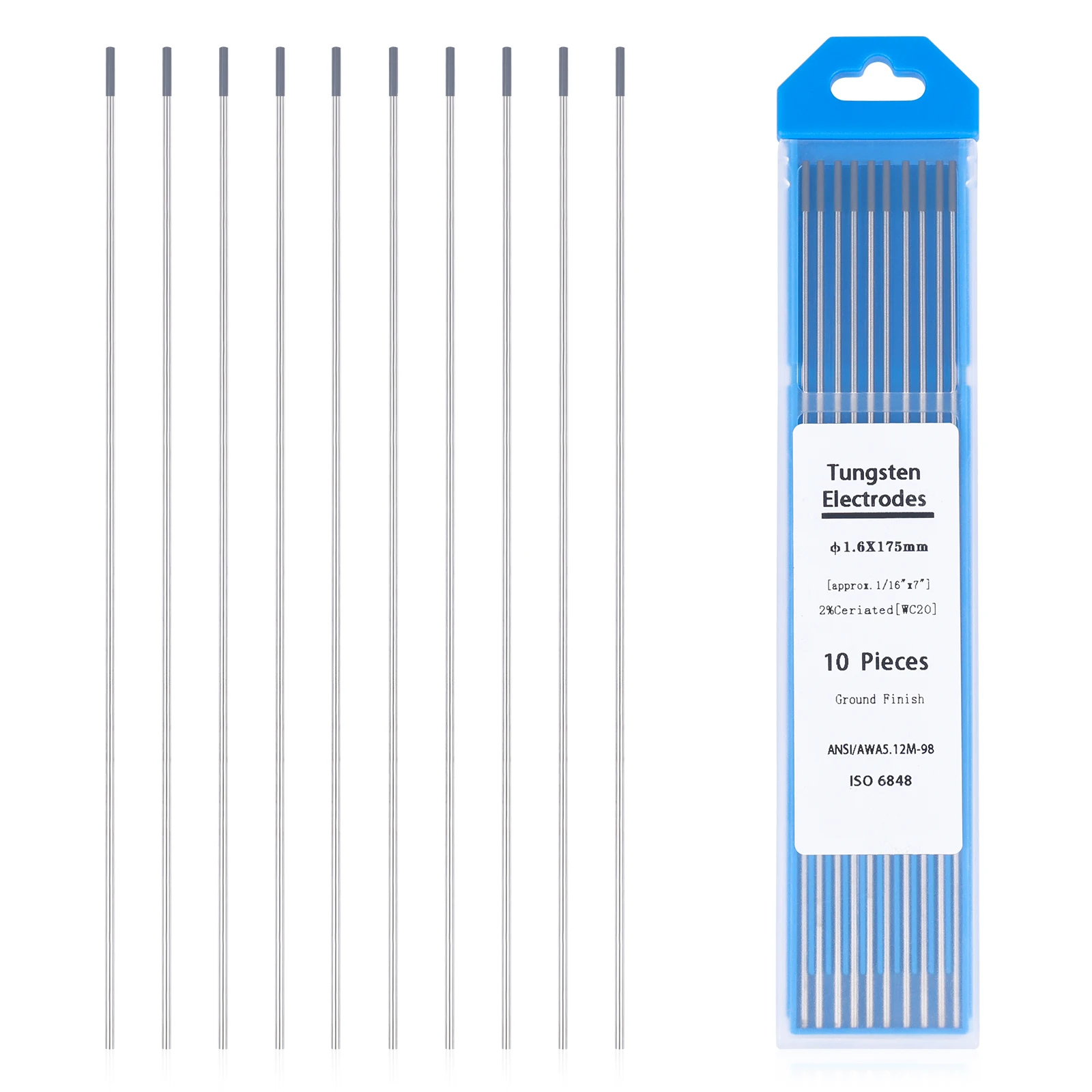 10pcs Gray Color Code 1.6/2.0/2.4/3.0/3.2/4.0*150mm  Tungsten Electrode Head Tungsten Needle/Wire for TIG Welding Machine