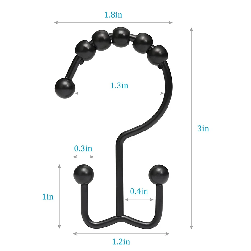 Wholesale shower curtain hooks rust resistant bathroom double shower curtain hooks rings