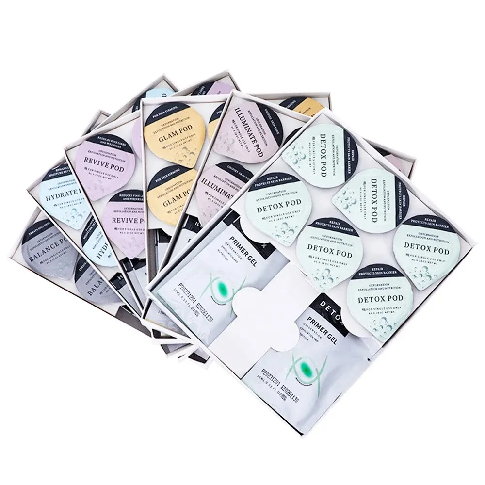 Newest Oxygen Charcoal 7 Types Pods Detox Glam Hydrate Co2 Capsule Serum Bubble Facial Kit 3 in 1 Skin Rejuvenation