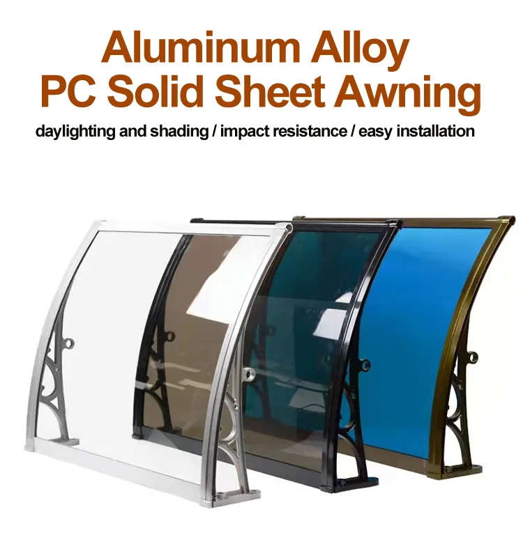 Outdoor Aluminum Support Solid Polycarbonate Door Canopy Awning for Balcony