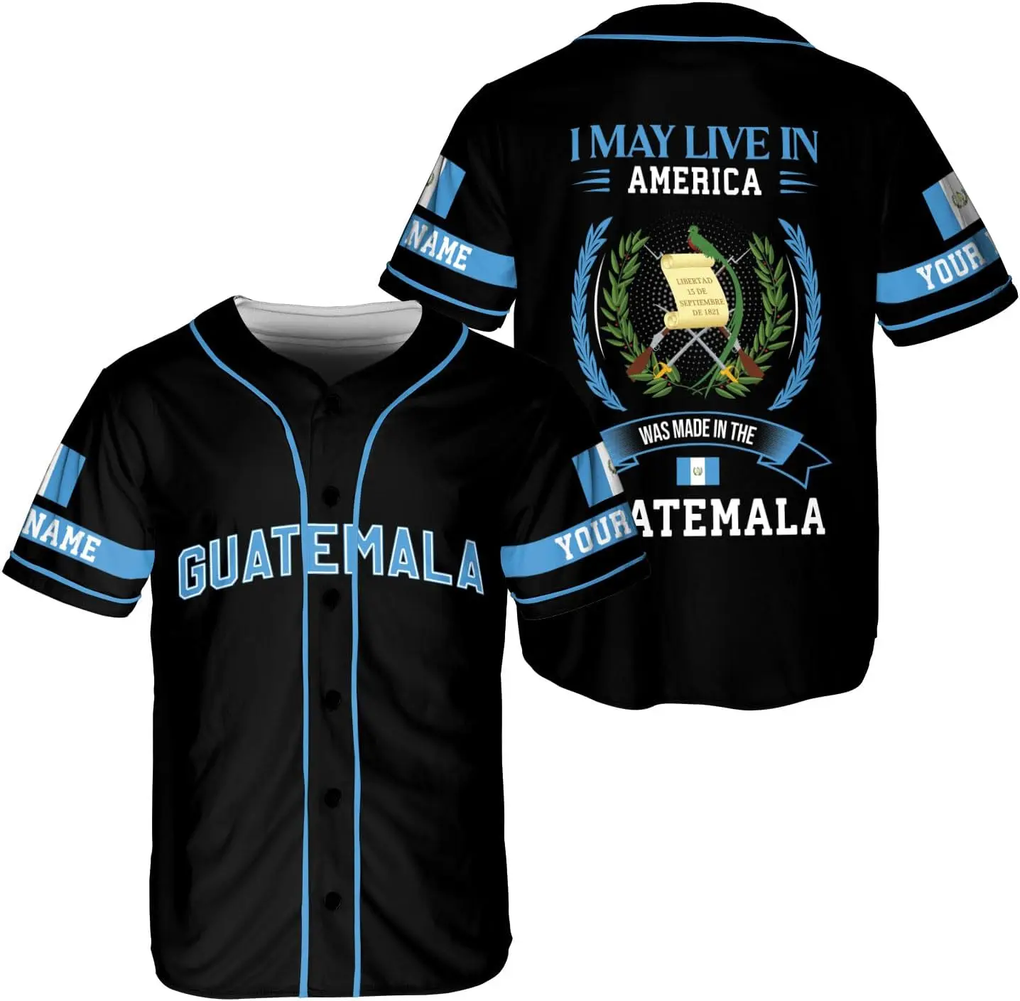 Print On Demand Guatemala Jersey Customized Baseball Uniform Jerseys Guatemalan Flag Logo Printing Shirts Products