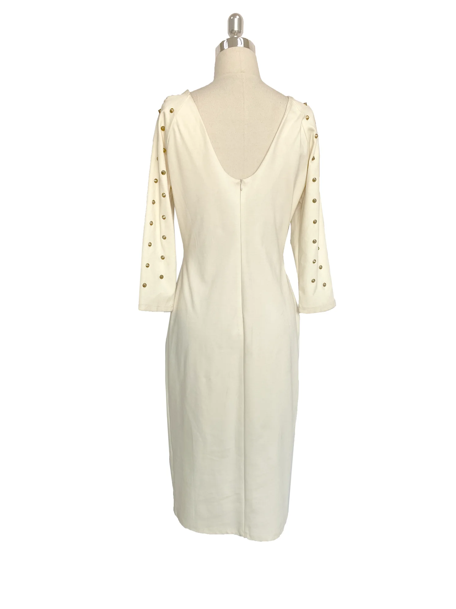 Sexy fashionable and casual looking backless white willow long-sleeved evening dress dress