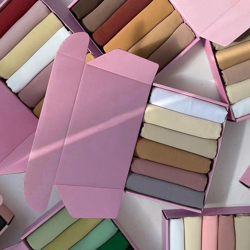 Premium Custom Muslim Chiffon plain Hijab Scarf Gift Box 6PCS/Set hijab packaging box