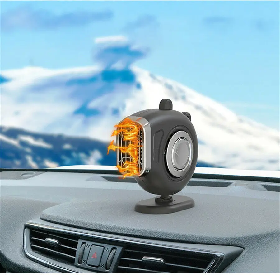 2 in1 Fast Car Heater Defroster, 150W 12V Windshield De-Icers, Plug in Automobile Windscreen Fan with Suction Holder
