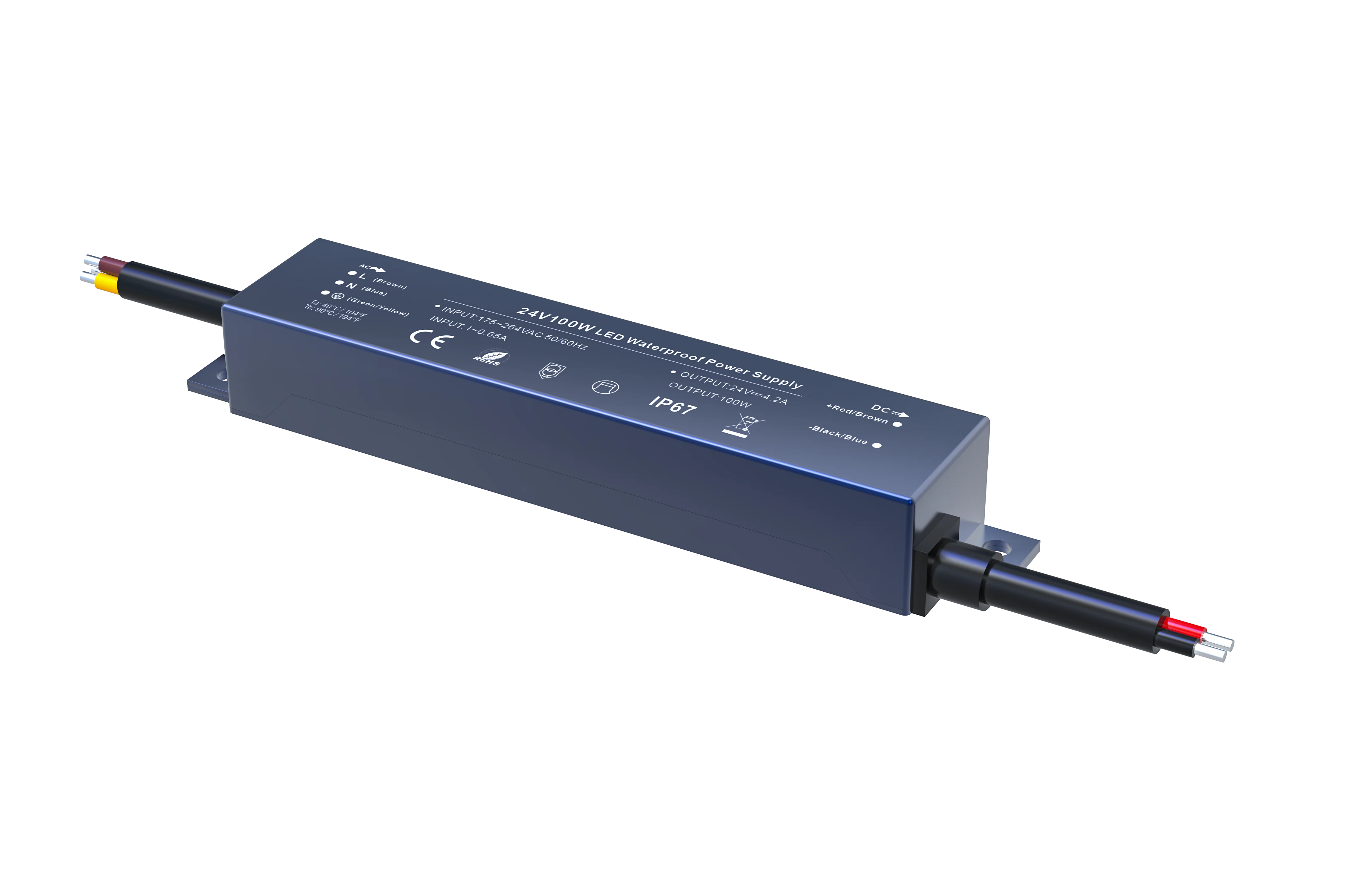 DC 24V IP67 Waterproof LED Driver 30W 100W 200W Constant Voltage Switching Power Supply ETL Single IP67 CE ROHS SAA TUV BIS