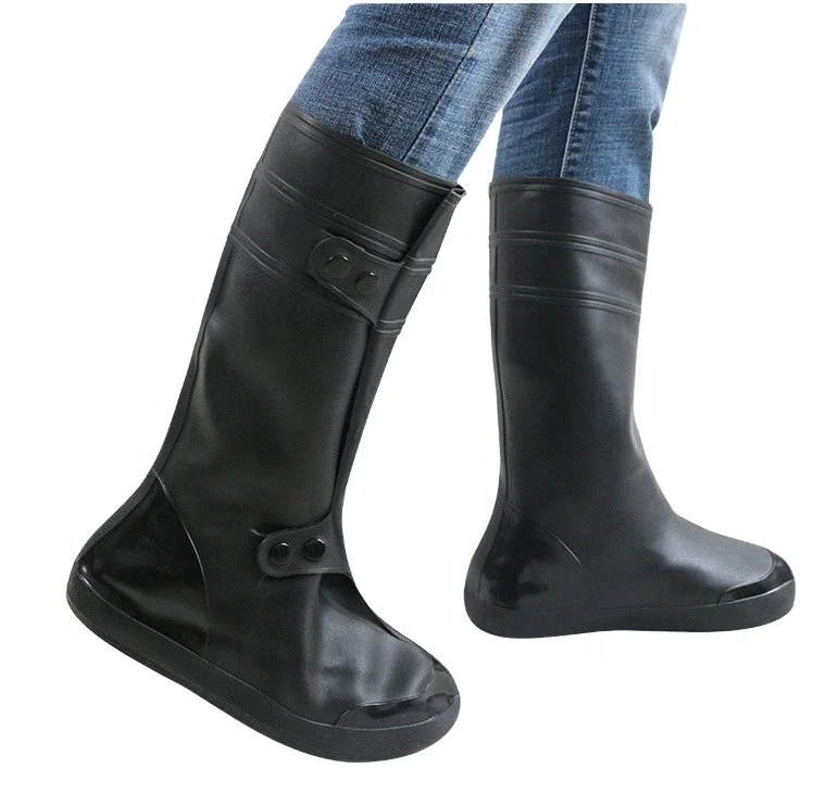 New  injection molding pvc waterproof thick anti-skid wear-resistant sole outdoor tall shoes cover for adult men riding shoes