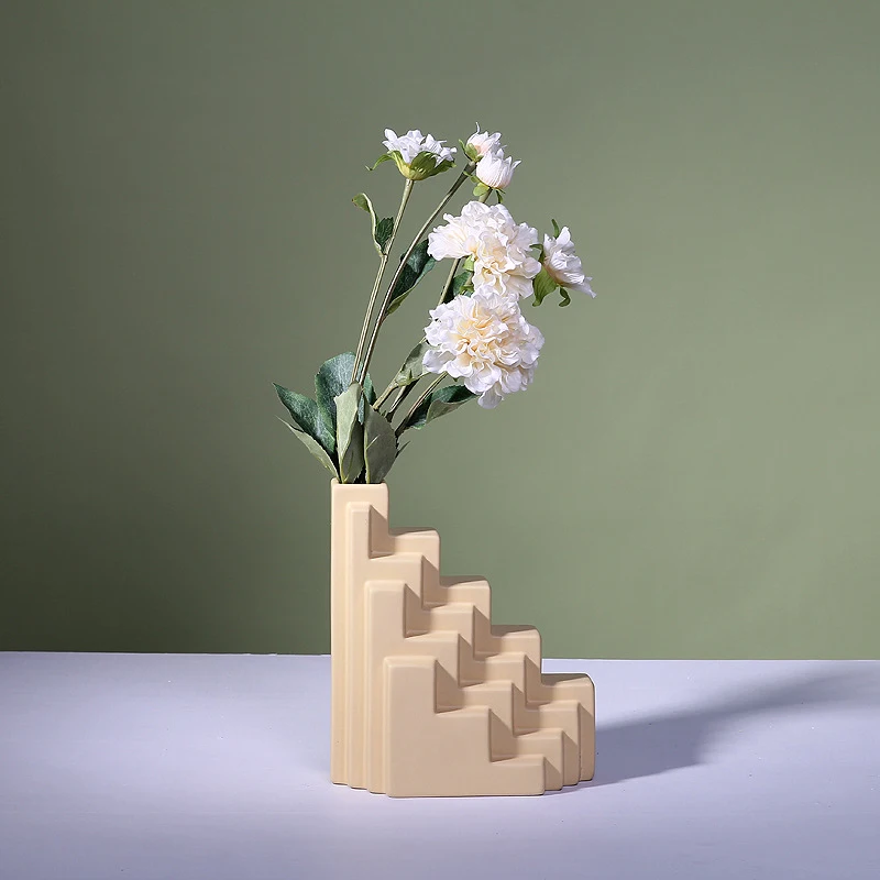 ENO Nordic style ceramic vase ornaments modern geometric architectural modeling Hotel model room creative vase