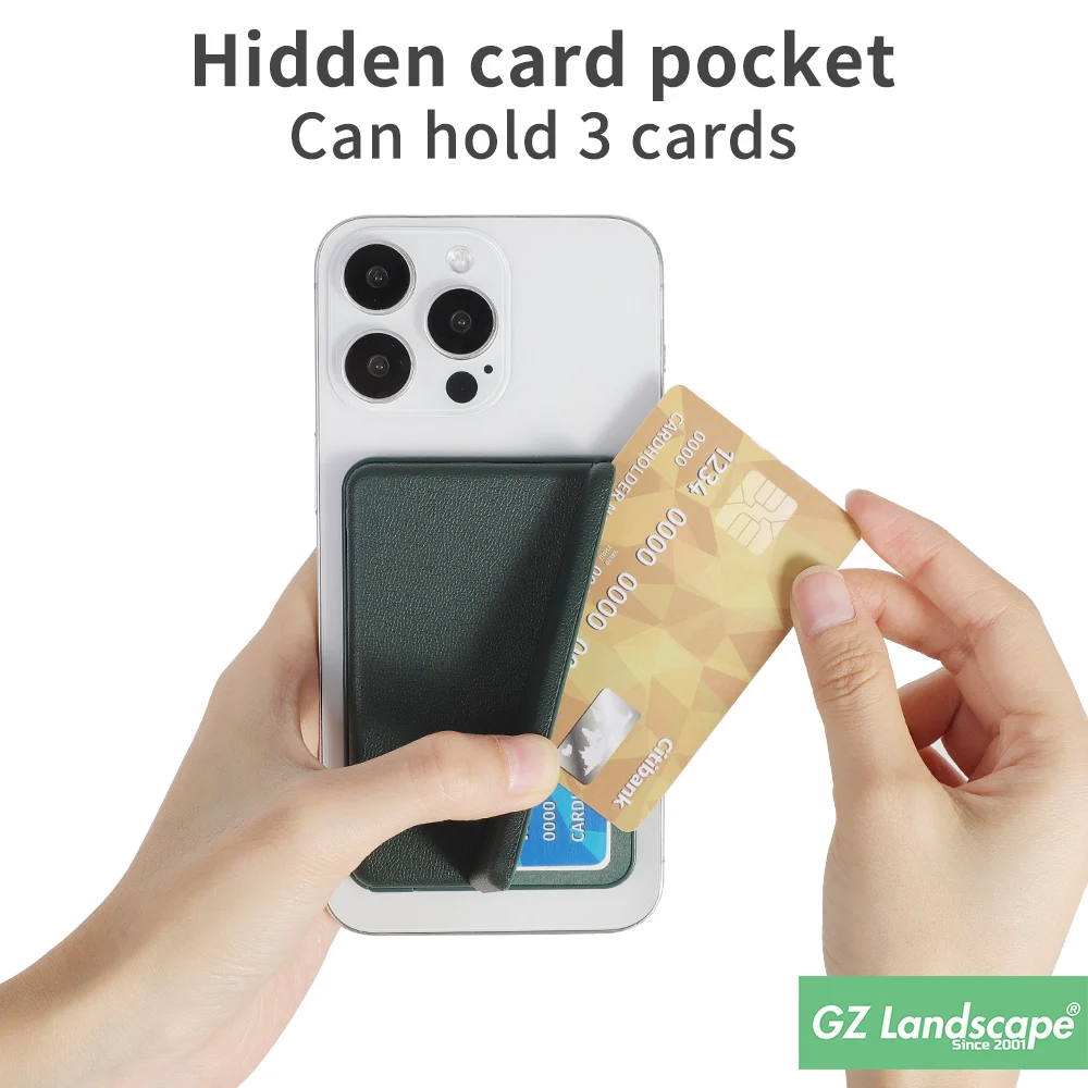 Hidden leather magnetic cell phone wallet mobile phone card holder with stand