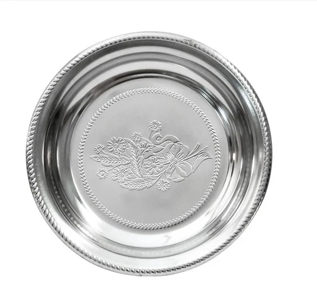 Cherry blossom plate of stainless steel plate Stainless steel Thai faceplate embossing Thai restoring ancient ways round tray ho