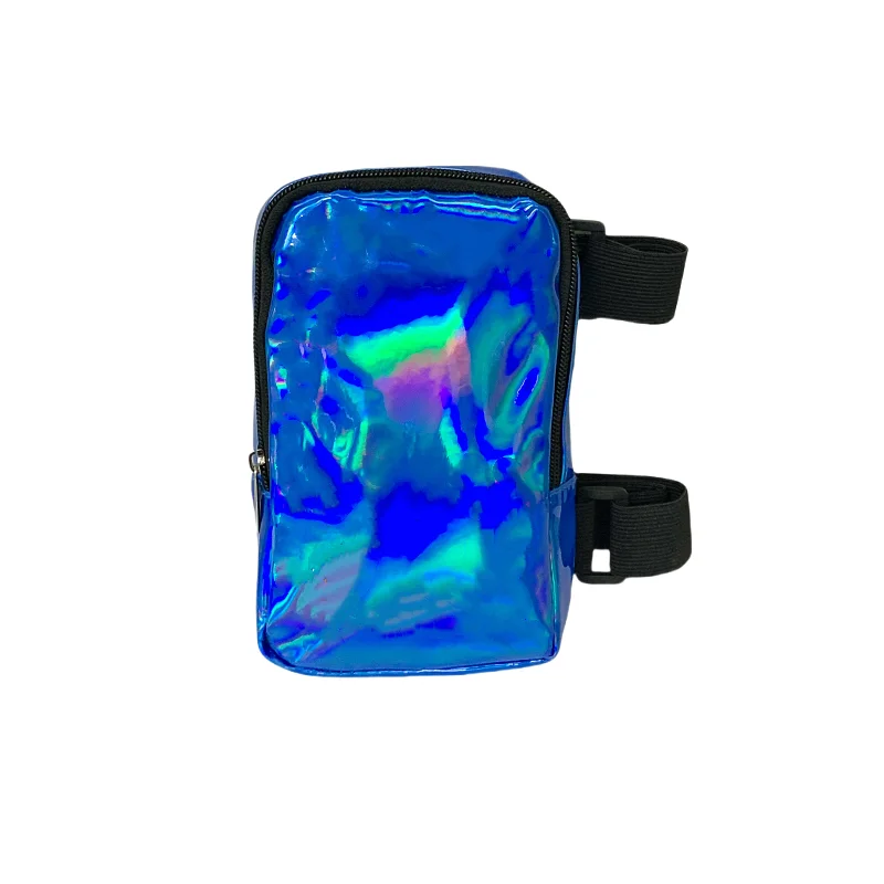 Cheap Price 8 inches Holographic Leather Drop Leg Bag Waterproof phone leg bags Thigh bag with adjustable straps for Carnival
