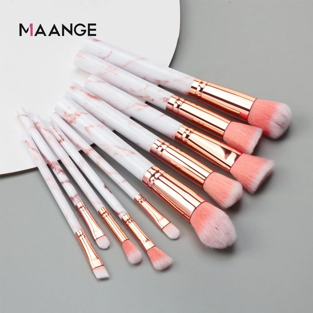 MAANGE 10pcs Cosmetic brush make set up luxury makeup brush set kit custom logo private label marble makeup brush set
