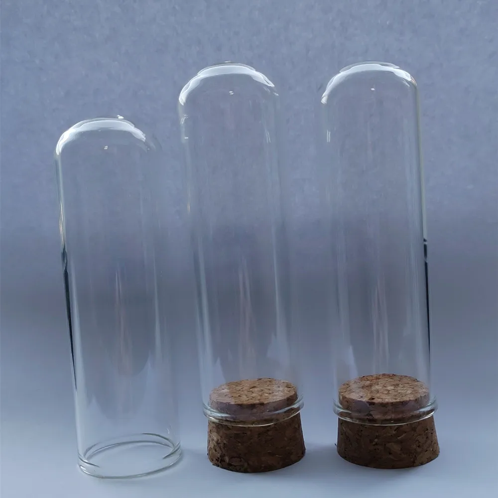 Factory Supply Big Decoration Glass Tube Glass Jar Cylinder Glass Bottle With Cork