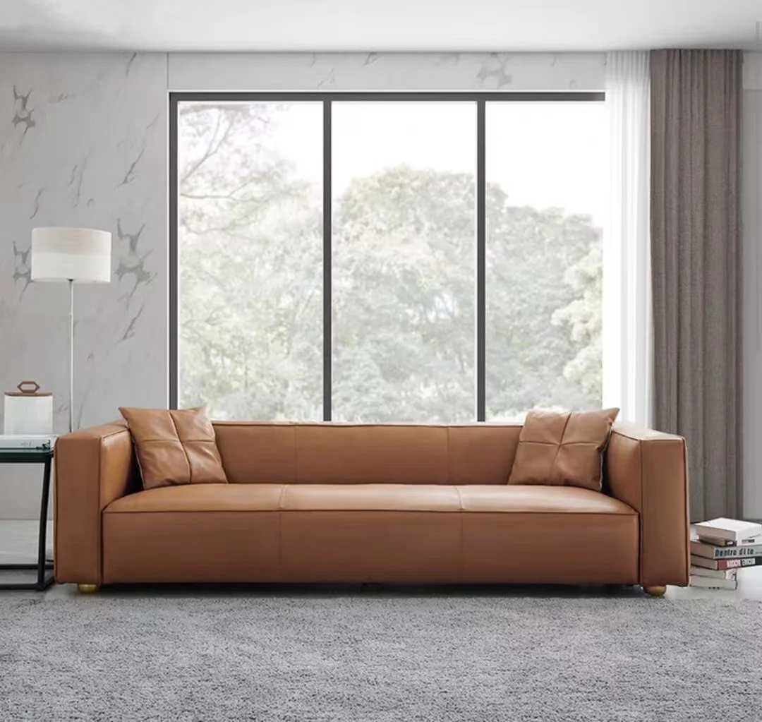 Modern I-Shaped Upholstered Couch Soft and Comfortable 3 Seater Leather Sofa Fast Delivery for Living Room Chaise Lounge