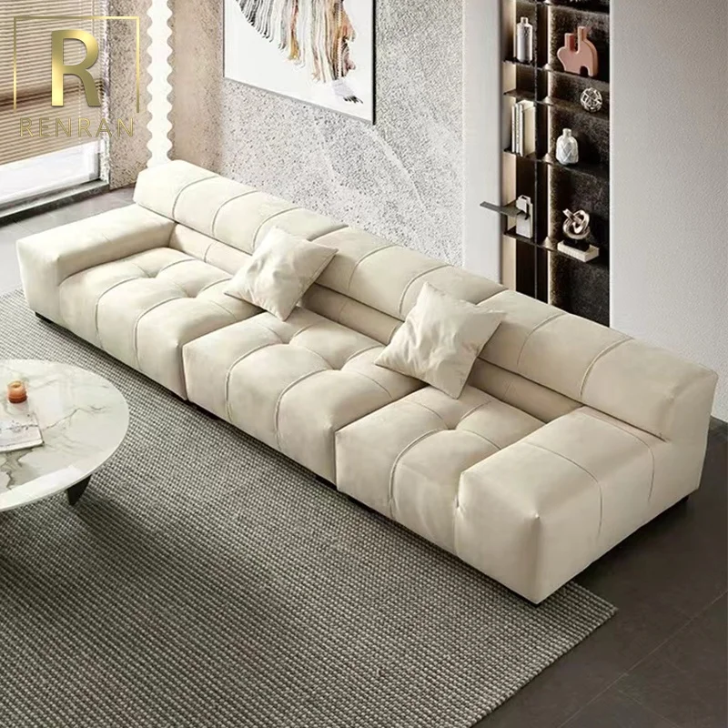 The latest Italian minimalist frosted velvet fabric used furniture sofa set modern living room module L shape sofa set