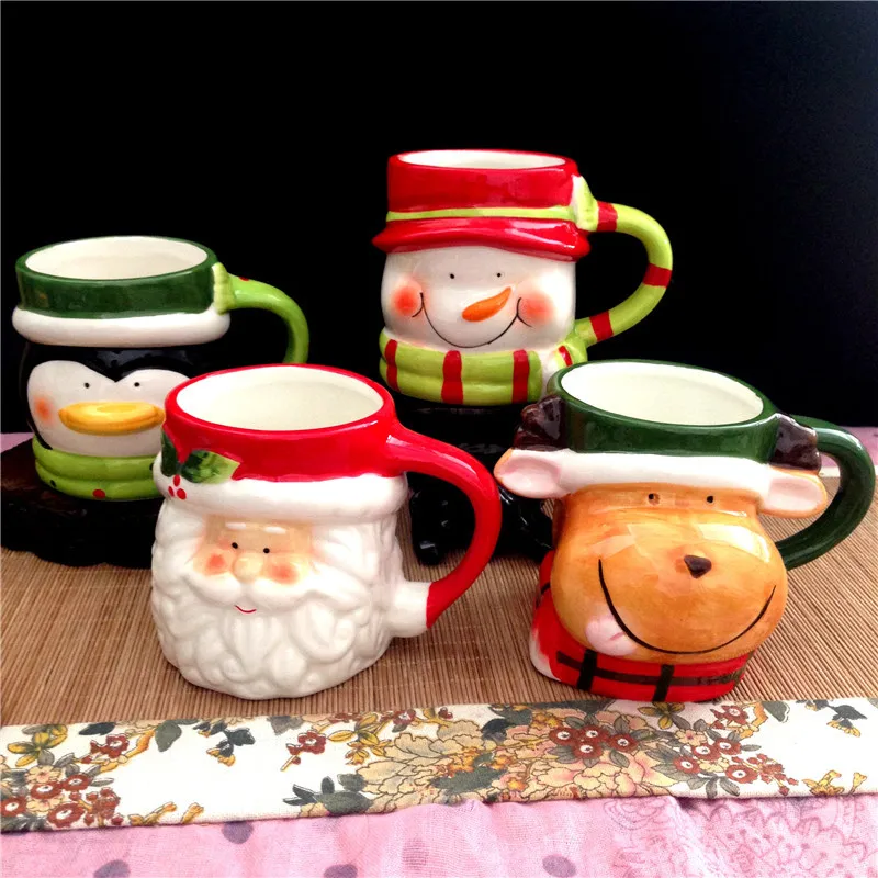 Christmas Decorations Creative Art Coffee Tea Cup 3d Santa Claus Ceramic Mugs