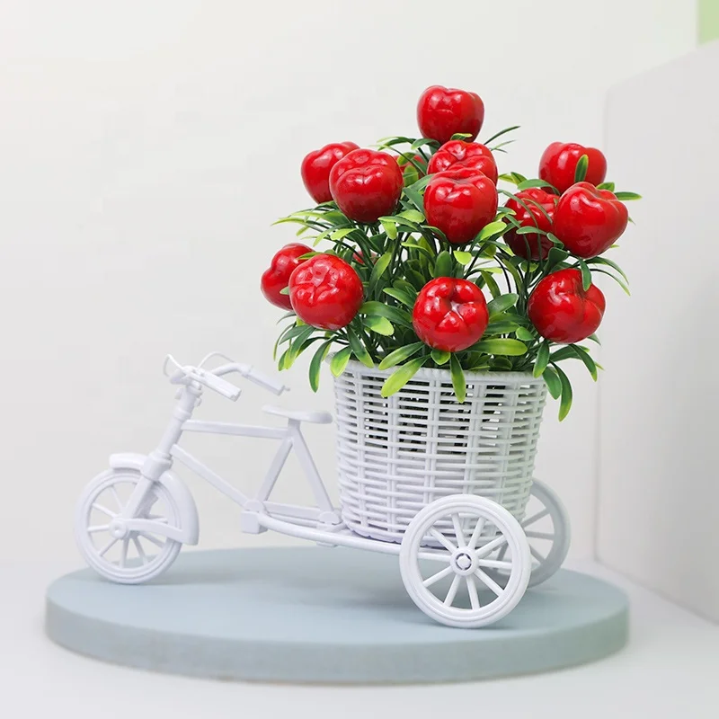 Amazon silk peony bouquets artificial flowers cheap family wedding flowers Christmas fruit bicycle decorations display