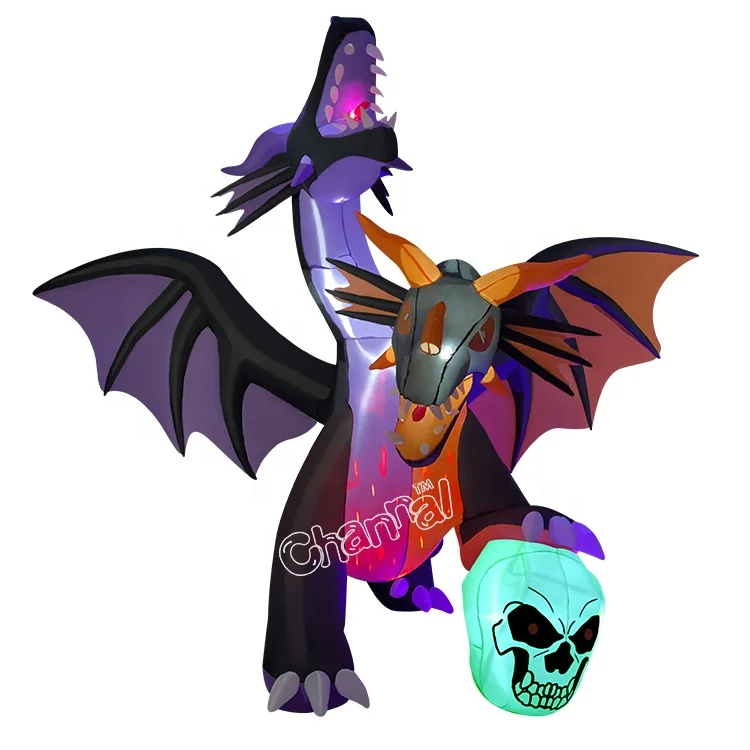 9 футов Черный двор надувной дракон Хэллоуин СВЕТОДИОДНЫЙ воздушный дутый Хэллоуин надувной дракон освещенные праздники двор Надувное украшение