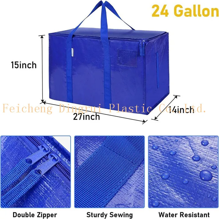 180 Gsm Heavy Duty Extra Large Storage Bags, Blue Moving Bags Totes with Zippers For Clothing Blanket Storage