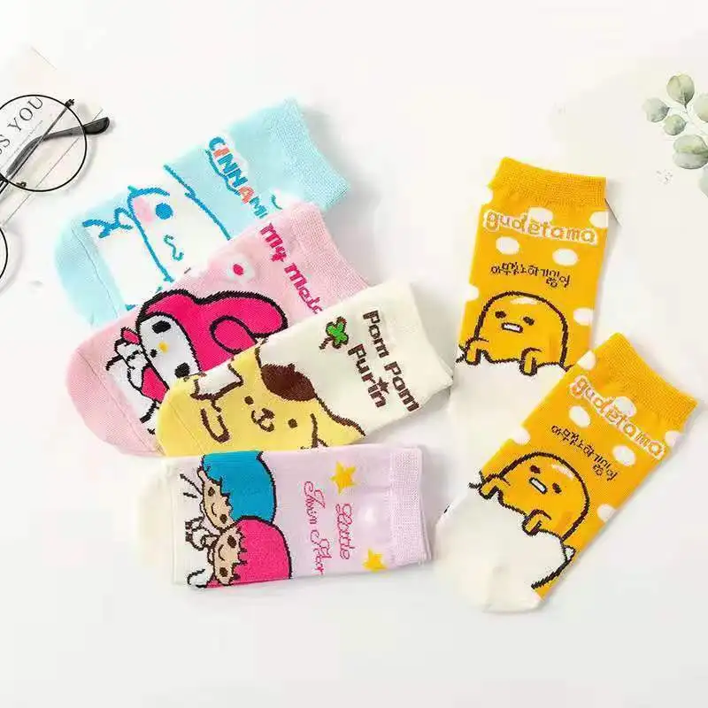 Wholesale Japanese Fashion Cartoon Anime My Melodis Socks Girls Kulomis Cozy Cotton invisible Ankle Socks for Women