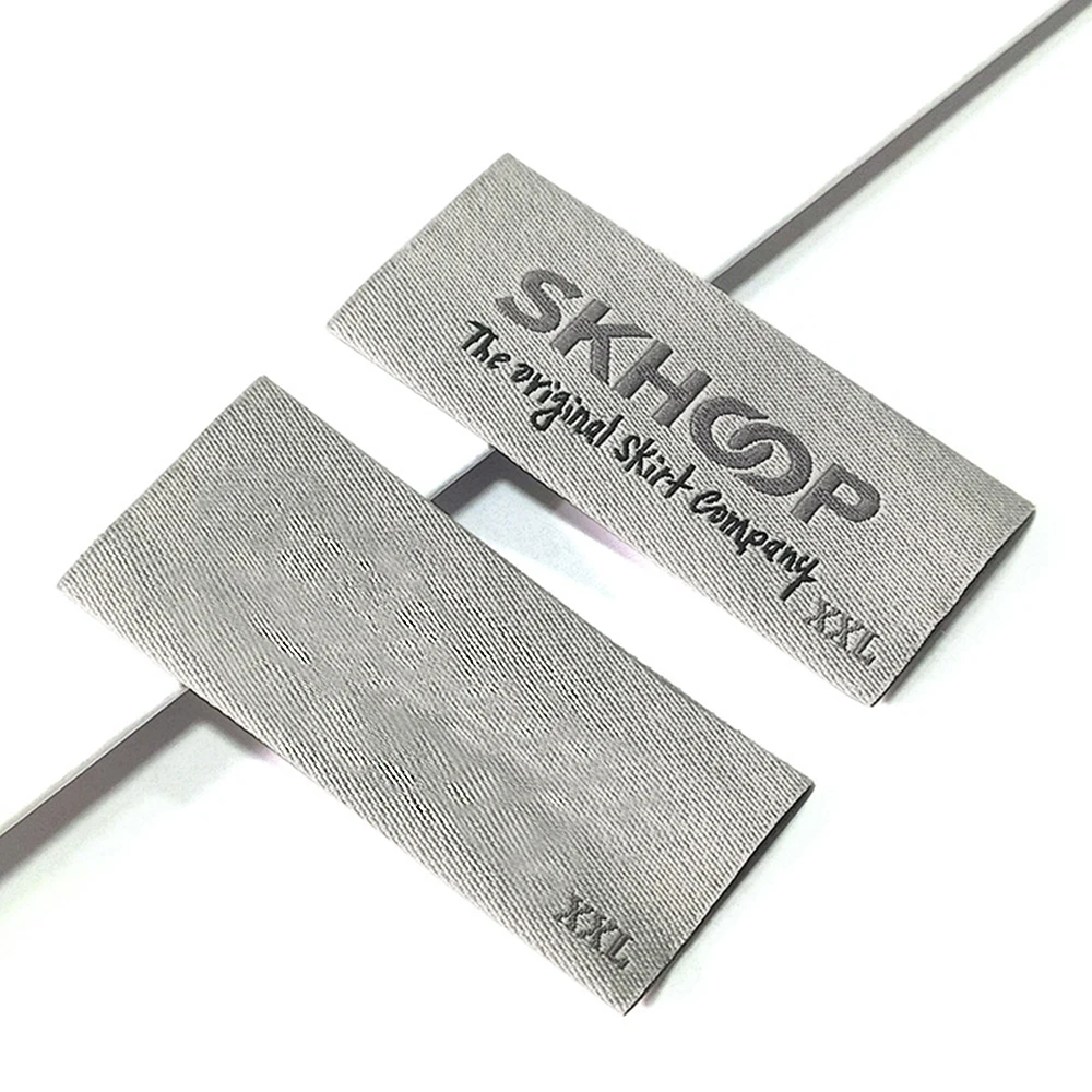 Customize  High-density Damask Clothing Woven Labels Satin Cloth Shirt Neck Tag Garment Label with Logo