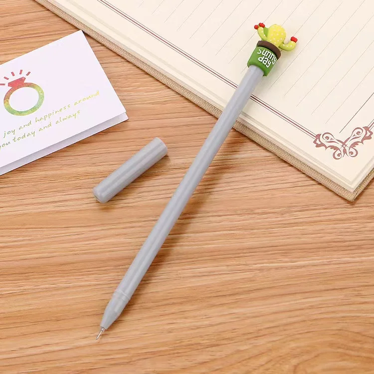 Student creative cactus super cute black pen Korean small fresh fleshy cute neutral pen