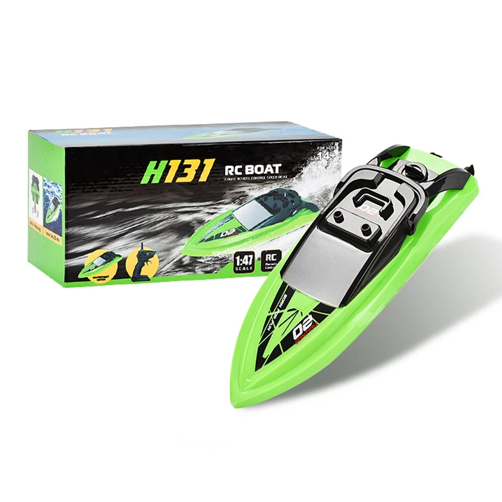 Amiqi TkkJ H131 Newly Green Speed Boat Toy Racing Remote Control Ship High Speed 2.4Ghz 4 Channel With Lcd Screen Mini Rc Boat