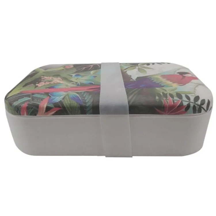 Eco friendly custom biodegradable leakproof bamboo fiber lunchbox lunch bento box with bamboo lid