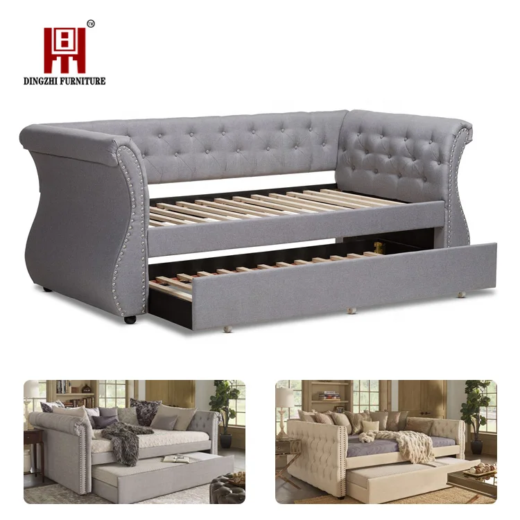 Home Furniture Modern Design 3Seater Sofa Bed Tufted Day Bed with Trundle