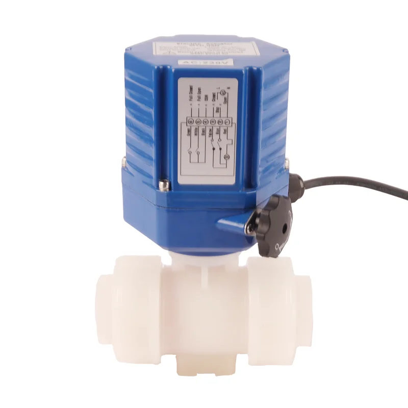 DN50 2 inch 24V 12V DC RS485 2 Way UPVC PVDF Plastic Motorized Water Ball Valve Electric Actuator Ball Valve