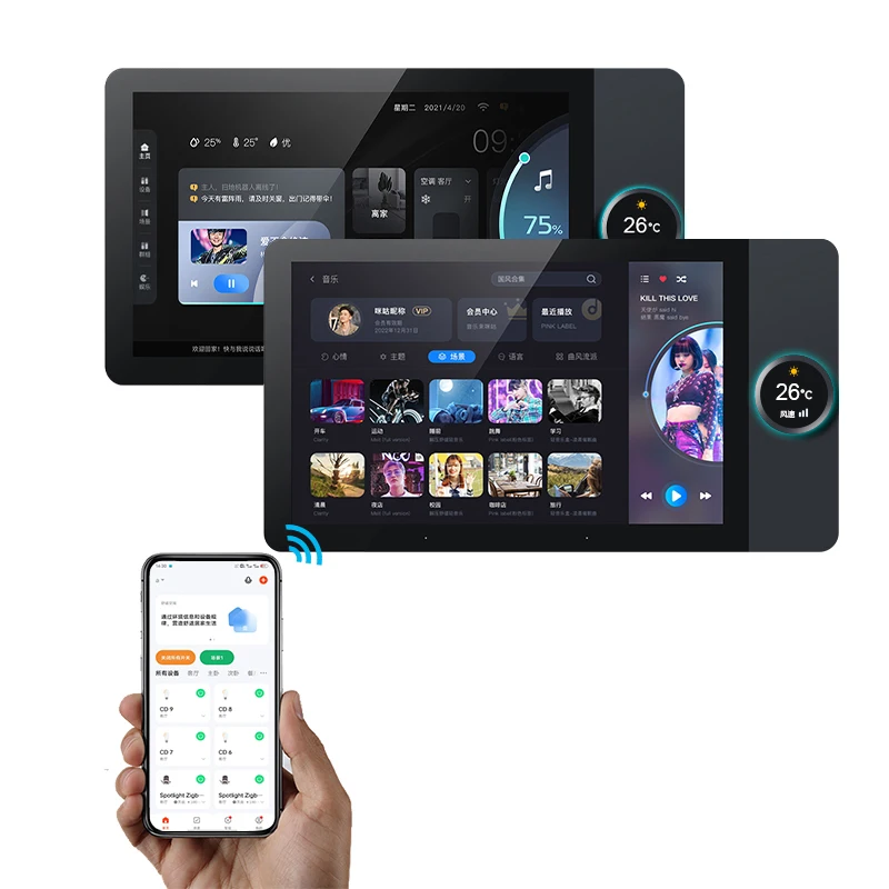 8 Inch Touch Screen Zigbee Gateway Smart Home Zigbee System With Bulit-in 2 Gang Light Switch