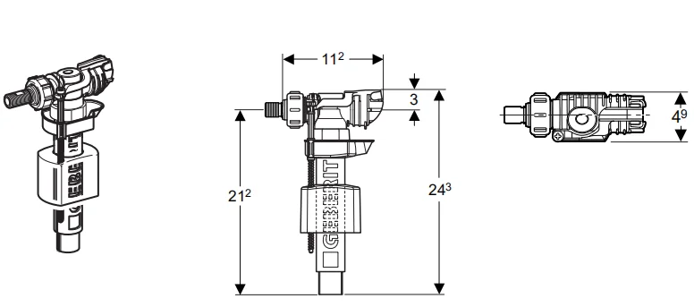 
011 GEBERIT Typ380 GEBERIT Australian Standard Watermark cUPC side connection Inlet Valve for toilet cistern 