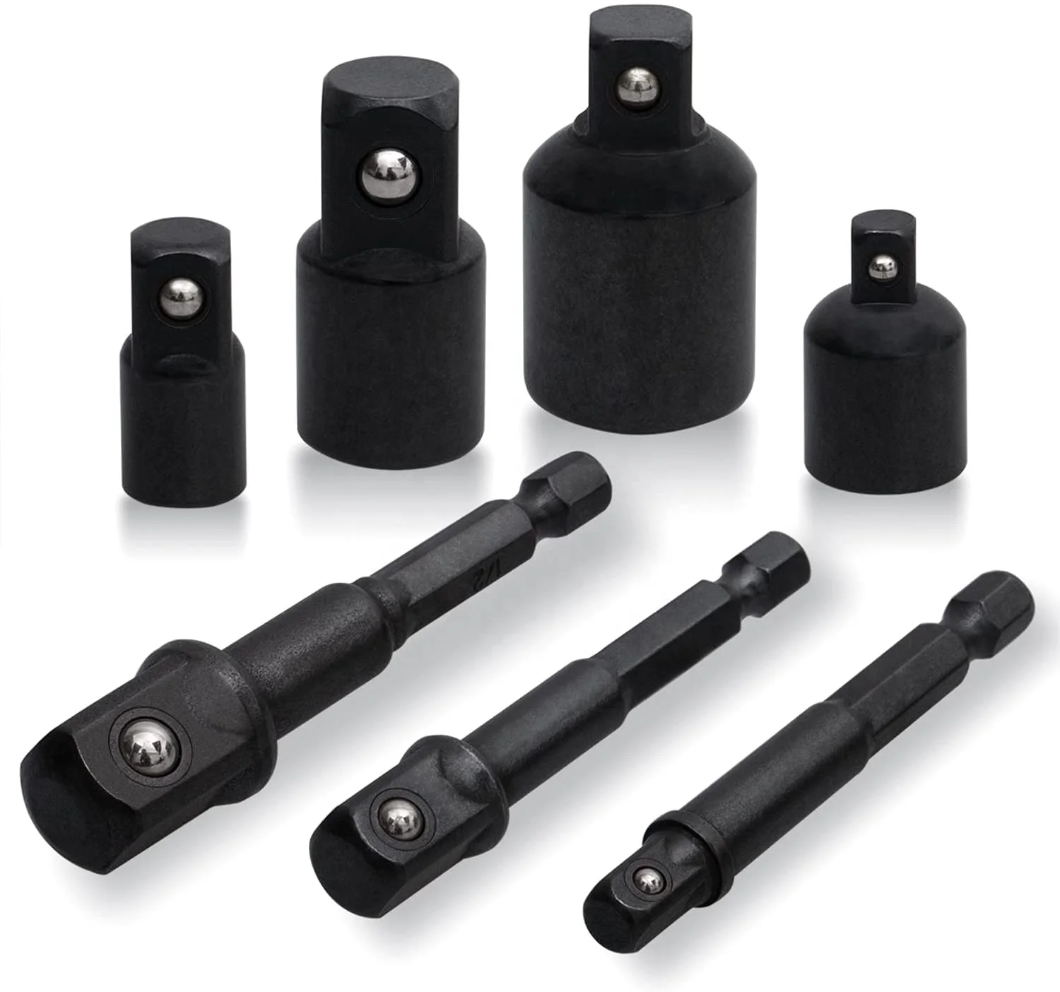 VIKTEC 7-Piece Complete 1/4, 3/8 and 1/2 Inch Drive Socket Conversion Socket Adapter for Power Tools (VT13186B)